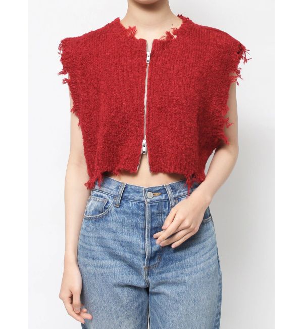 jouetie「ダメージヘム2WAYZIPベスト」|ニット・セーター|