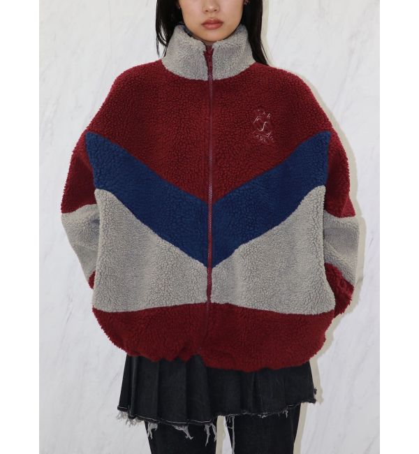 jouetie「カラーブロッキングボアジャケット」|ブルゾン・スタジャン|