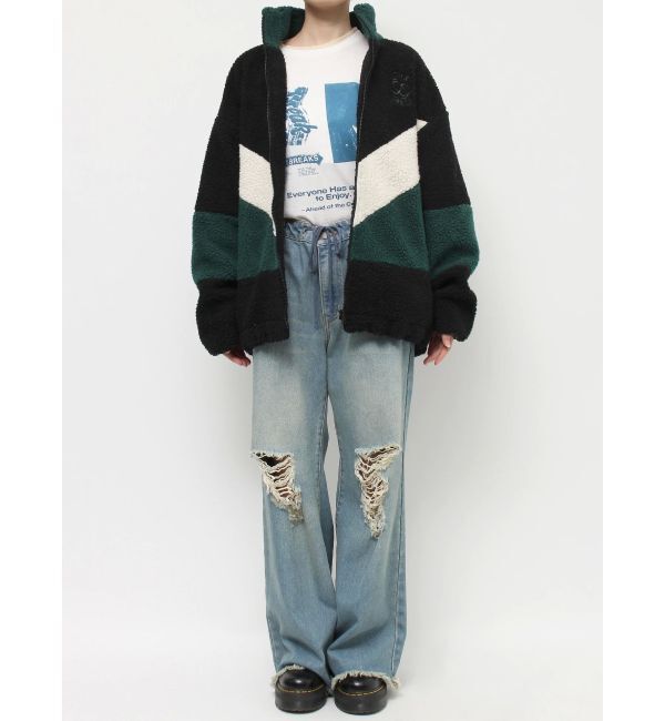 jouetie「カラーブロッキングボアジャケット」|ブルゾン・スタジャン|