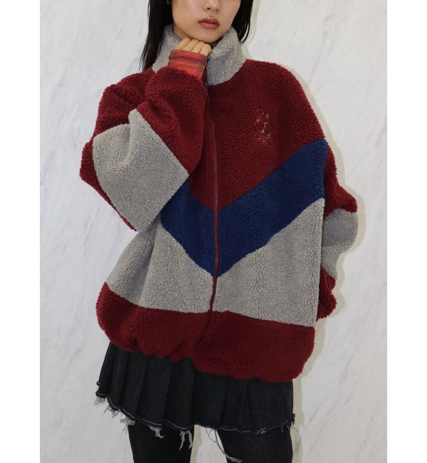 jouetie「カラーブロッキングボアジャケット」|ブルゾン・スタジャン|