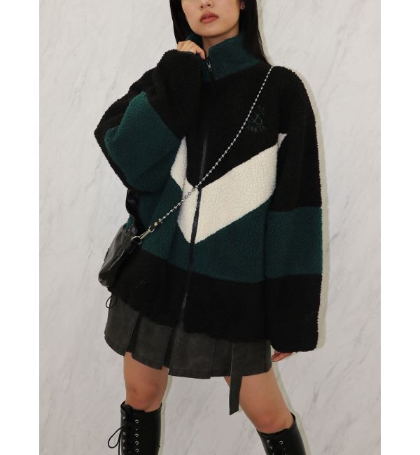 jouetie「カラーブロッキングボアジャケット」|ブルゾン・スタジャン|