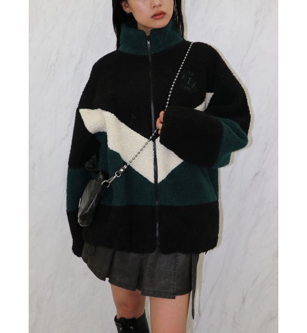 jouetie「カラーブロッキングボアジャケット」|ブルゾン・スタジャン|