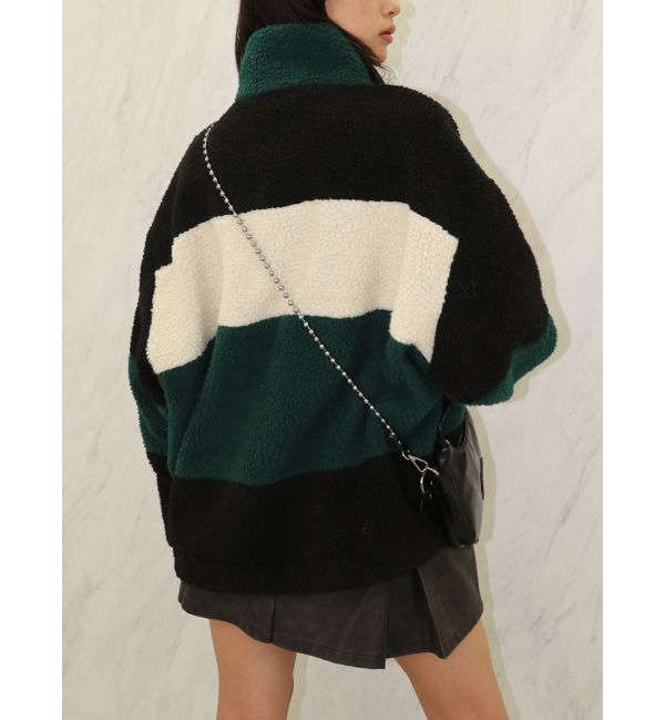 jouetie「カラーブロッキングボアジャケット」|ブルゾン・スタジャン|