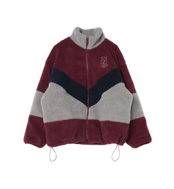 jouetie「カラーブロッキングボアジャケット」|ブルゾン・スタジャン|ボルドー