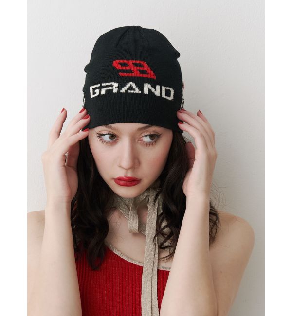 jouetie「レーシングジャガードビーニー」|ニット帽|ブラック