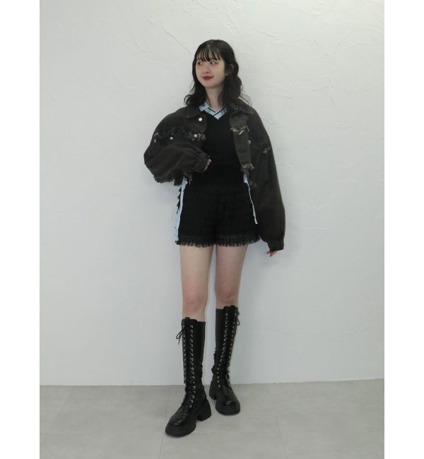 jouetie「ワイドクロップドフリンジGジャン【セットアップ対応】」|ブルゾン・スタジャン|