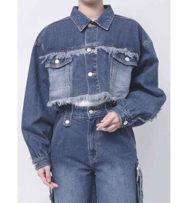 jouetie「ワイドクロップドフリンジGジャン【セットアップ対応】」|ブルゾン・スタジャン|