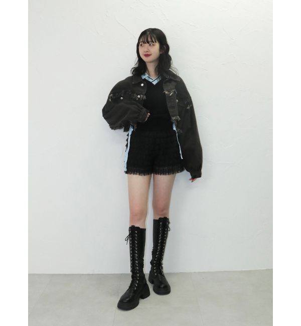 jouetie「ワイドクロップドフリンジGジャン【セットアップ対応】」|ブルゾン・スタジャン|