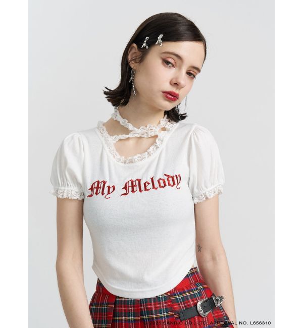 jouetie「【メロクロコラボ】My Melodyフリルチョーカーリボントップス」|Tシャツ・カットソー|