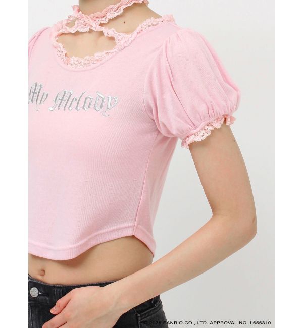 jouetie「【メロクロコラボ】My Melodyフリルチョーカーリボントップス」|Tシャツ・カットソー|