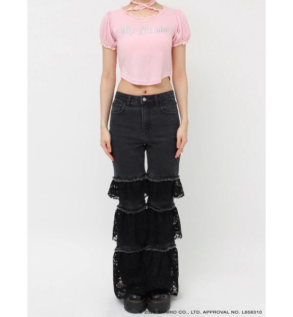 jouetie「【メロクロコラボ】My Melodyフリルチョーカーリボントップス」|Tシャツ・カットソー|