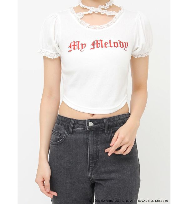 jouetie「【メロクロコラボ】My Melodyフリルチョーカーリボントップス」|Tシャツ・カットソー|