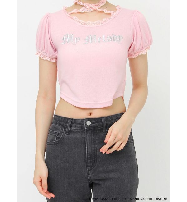 jouetie「【メロクロコラボ】My Melodyフリルチョーカーリボントップス」|Tシャツ・カットソー|