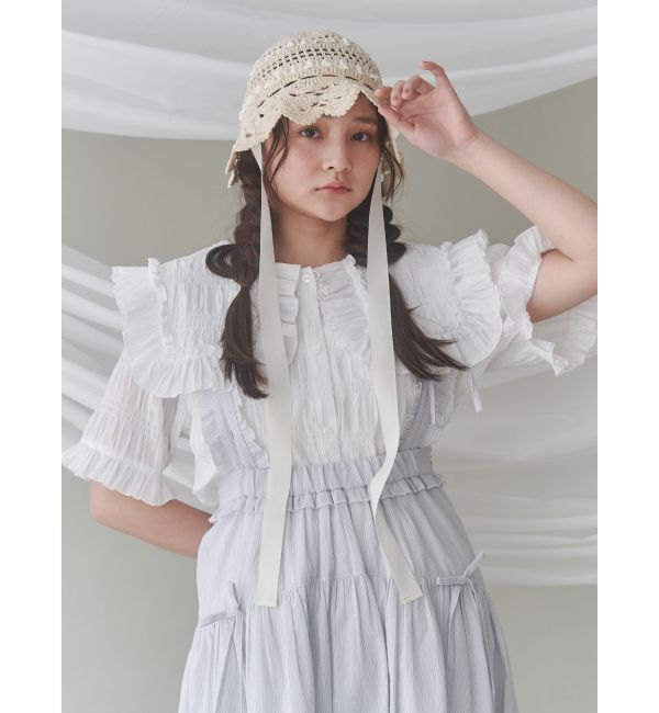 merry jenny「透かし編みフリルハット」|ハット|