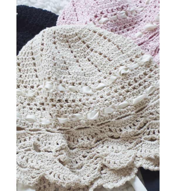 merry jenny「透かし編みフリルハット」|ハット|