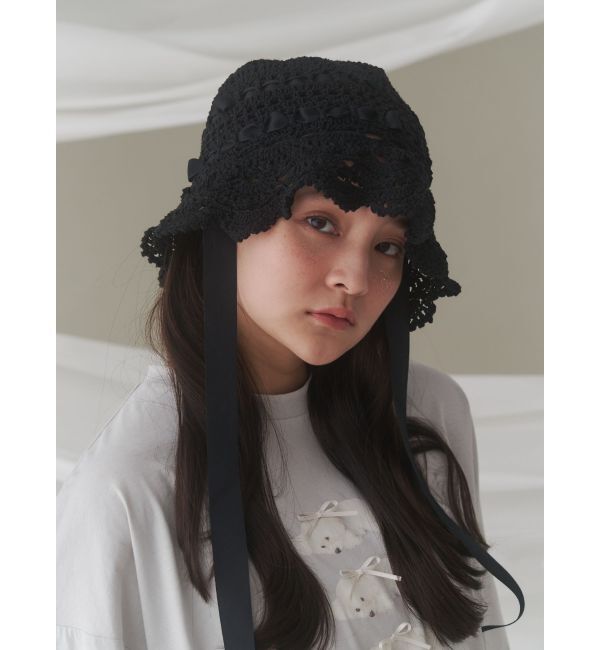 merry jenny「透かし編みフリルハット」|ハット|