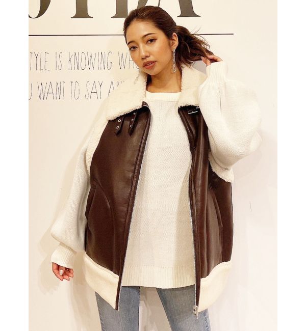 GYDA「フェイクムートンベスト」|ダウンベスト・ベスト|ブラウン