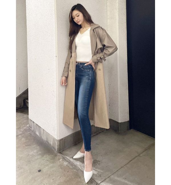 GYDA「フェイクレザーレイヤードトレンチコート」|トレンチコート|