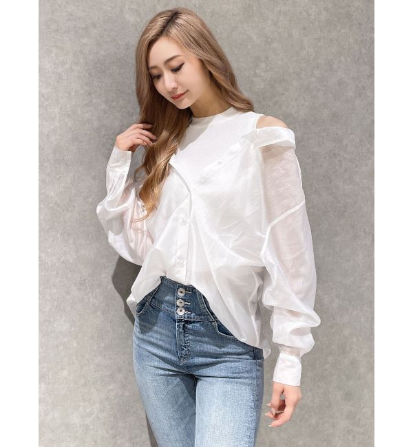 GYDA「3WAYショルダーOPENシアードッキングシャツ」|シャツ・ブラウス|