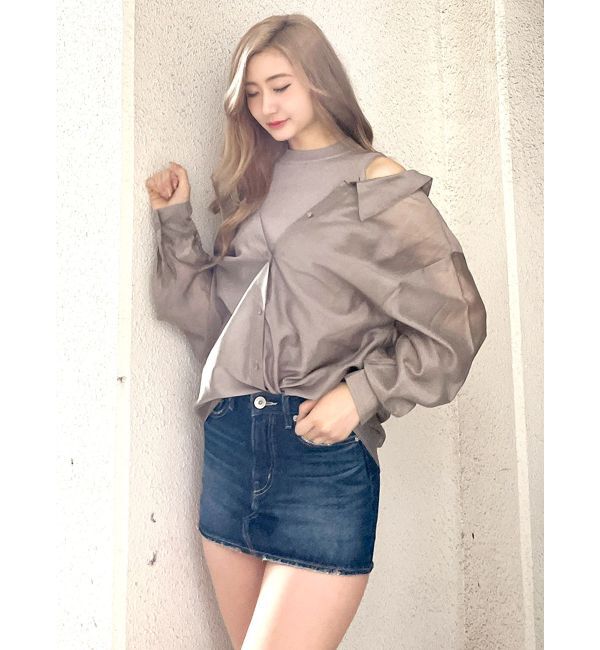 GYDA「3WAYショルダーOPENシアードッキングシャツ」|シャツ・ブラウス|