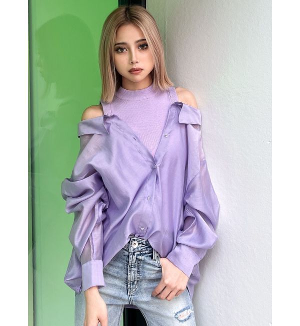 GYDA「3WAYショルダーOPENシアードッキングシャツ」|シャツ・ブラウス|