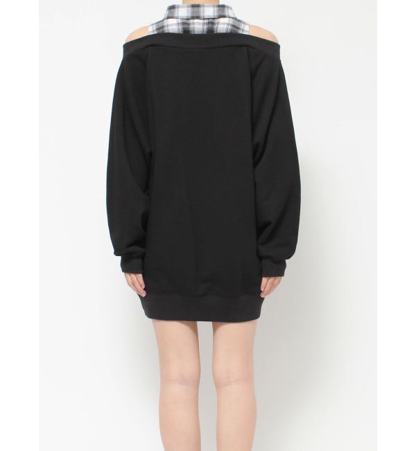 GYDA「CHECK シャツ ドッキング オフショル ワンピース」|ワンピース|