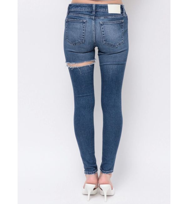 GYDA「ジャストウエスト side connected rippedスキニーデニムパンツ」|デニム|