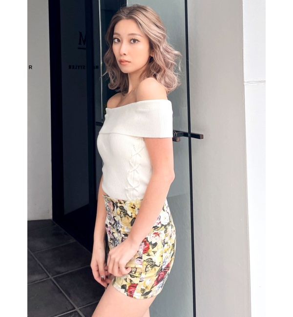 GYDA「サイドレースアップオフショルニットトップス」|ニット・セーター|