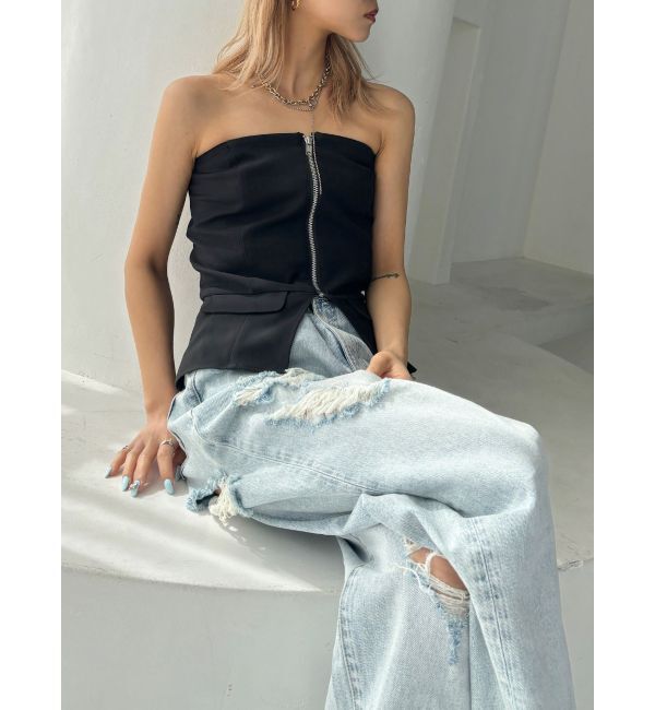 GYDA「【TINY】フロントZIPペプラムブラウス」|シャツ・ブラウス|