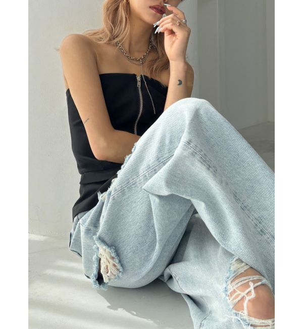 GYDA「【TINY】フロントZIPペプラムブラウス」|シャツ・ブラウス|