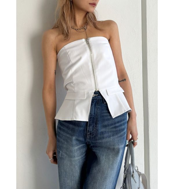 GYDA「【TINY】フロントZIPペプラムブラウス」|シャツ・ブラウス|