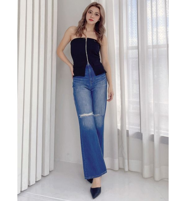 GYDA「【TINY】フロントZIPペプラムブラウス」|シャツ・ブラウス|