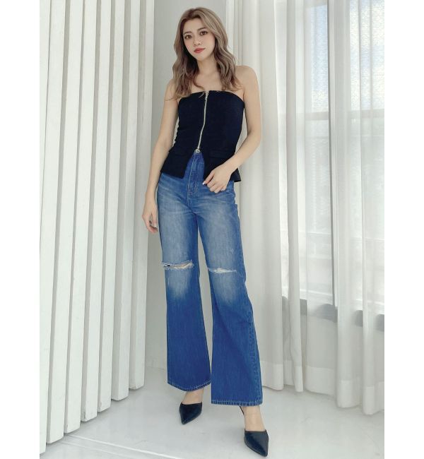 GYDA「【TINY】フロントZIPペプラムブラウス」|シャツ・ブラウス|