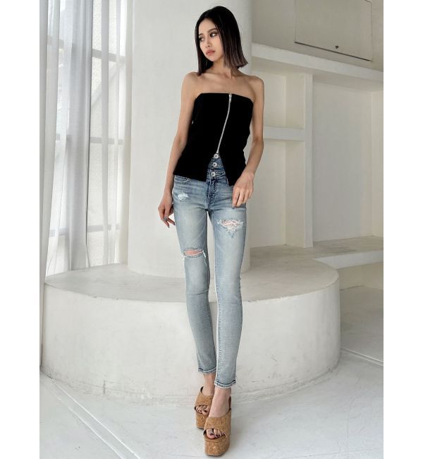 GYDA「【TINY】フロントZIPペプラムブラウス」|シャツ・ブラウス|