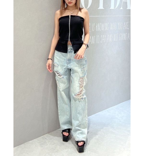 GYDA「【TINY】フロントZIPペプラムブラウス」|シャツ・ブラウス|