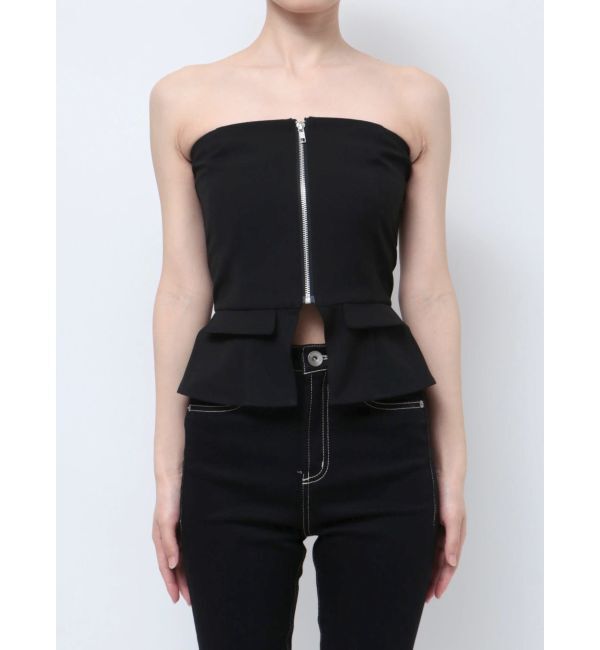 GYDA「【TINY】フロントZIPペプラムブラウス」|シャツ・ブラウス|