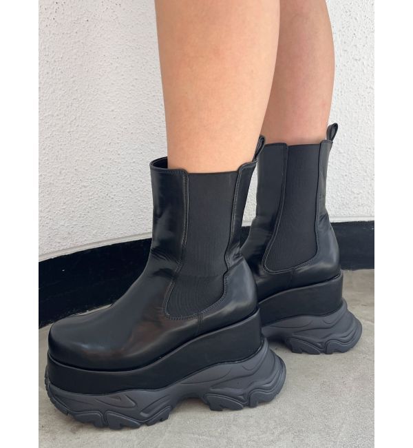 GYDA「Wソールサイドゴアショートブーツ」|ショートブーツ|ブラック