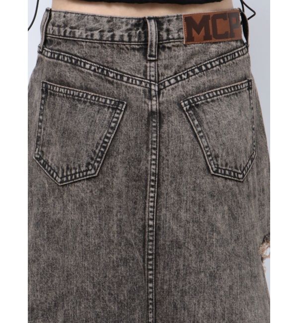 GYDA「【みちょぱコラボ】MCP SIDERIPPED OVERLAPケミカルデニムロングスカート」|スカート|