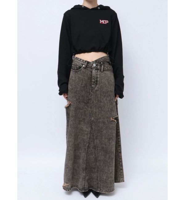GYDA「【みちょぱコラボ】MCP SIDERIPPED OVERLAPケミカルデニムロングスカート」|スカート|