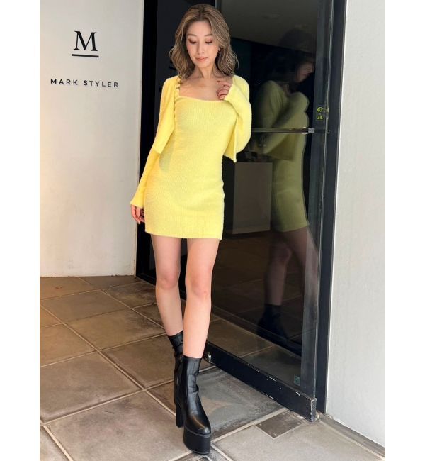 GYDA「Symmetry GYDAチャーム付きシャギーニットキャミワンピース【SETUP着用可】」|ワンピース|