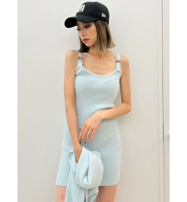 GYDA「Symmetry GYDAチャーム付きシャギーニットキャミワンピース【SETUP着用可】」|ワンピース|