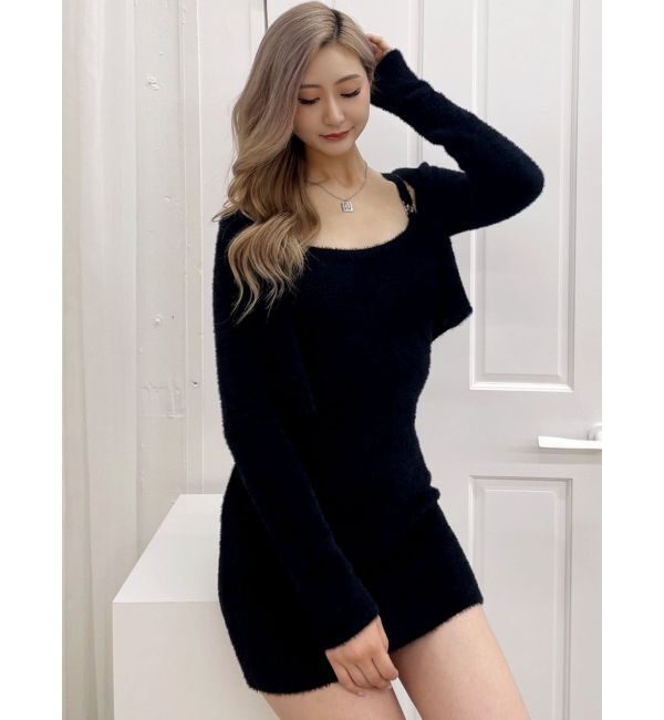 GYDA「Symmetry GYDAチャーム付きシャギーニットキャミワンピース【SETUP着用可】」|ワンピース|