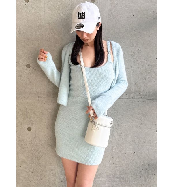 GYDA「Symmetry GYDAチャーム付きシャギーニットキャミワンピース【SETUP着用可】」|ワンピース|