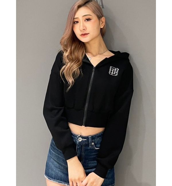 GYDA「GYGYラインストーンショートパーカー」|パーカー|