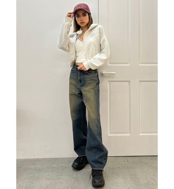 GYDA「GYGYラインストーンショートパーカー」|パーカー|