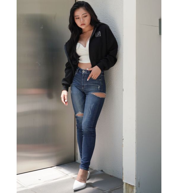 GYDA「GYGYラインストーンショートパーカー」|パーカー|