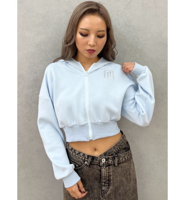 GYDA「GYGYラインストーンショートパーカー」|パーカー|