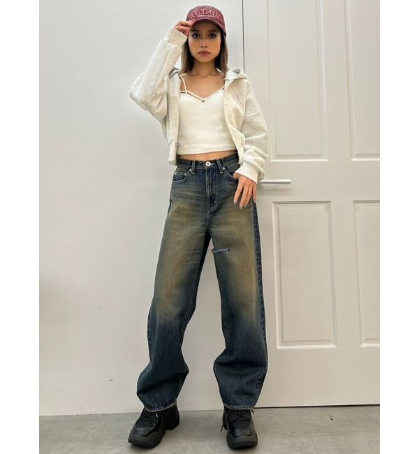 GYDA「GYGYラインストーンショートパーカー」|パーカー|