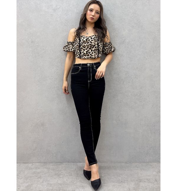 GYDA「ハイウエストワンウォッシュスキニーパンツ」|デニム|