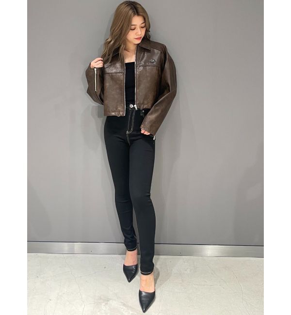 GYDA「ハイウエストワンウォッシュスキニーパンツ」|デニム|